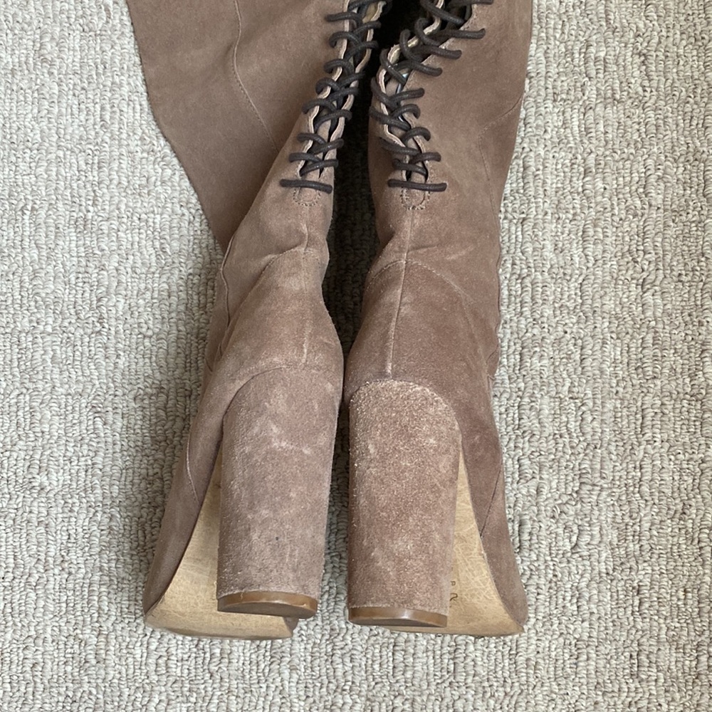 Steve Madden Revolvee Over the Knee Suede Leather Lace Up Block Heel Boho Boots - Picture 8 of 9